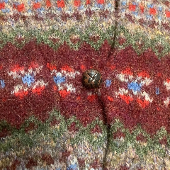 Burberrys Made in Scotland Fair Isle Wool Shawl Collar Sweater L Vintage 70s-80s - Picture 7 of 15